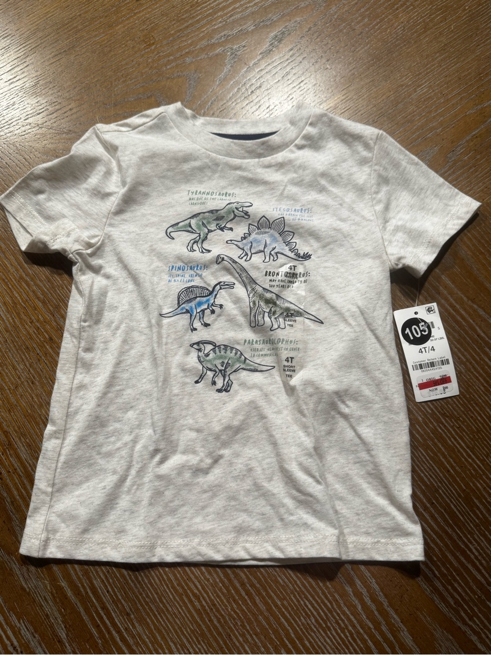 Kids White Dinosaur Graphic Tee - 4T